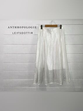 LEIFSDOTTIR White Striped Midi Skirt – Size 12